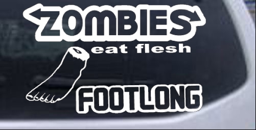 Funny Zombies Footlong Funny car-window-decals-stickers