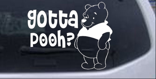 POOH WITH A HEART 5 X 6 VINYL CAR TRUCK WINDOW DECAL WHITE STICKERS 