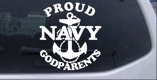 Proud Navy Anchor Godparents Military car-window-decals-stickers