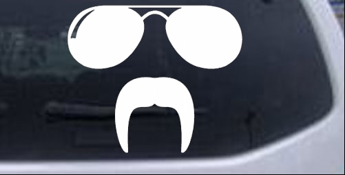Sunglasses Fu Manchu Mustache Funny car-window-decals-stickers