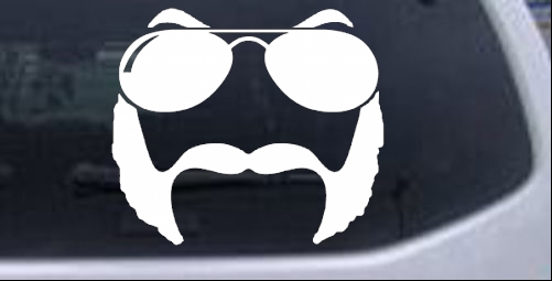Sunglasses Mustache Mutton Chops Funny car-window-decals-stickers