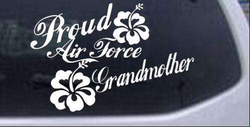 Proud Air Force Grandmother Hibiscus Flowers Military car-window-decals-stickers