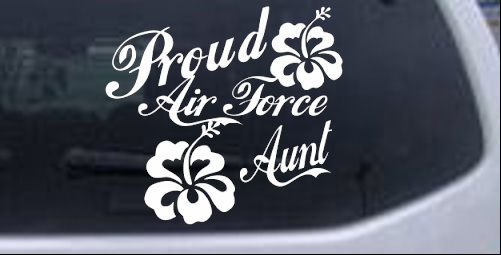 Proud Air Force Aunt Hibiscus Flowers Military car-window-decals-stickers