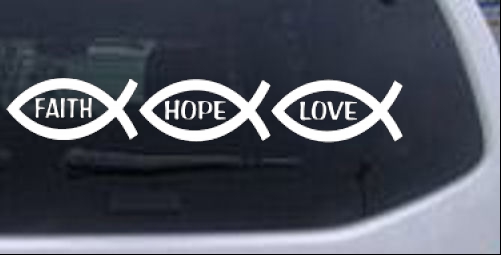 Christian Fish Faith Hope Love Christian car-window-decals-stickers