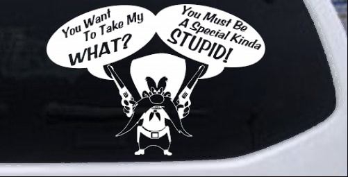 Yosemite Sam Anti Gun Control Funny car-window-decals-stickers