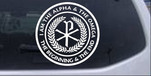 Chi Rho Monogram Alpha And Omega Christian car-window-decals-stickers