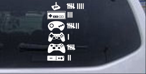 Video Game Controller Keeping Count Funny car-window-decals-stickers