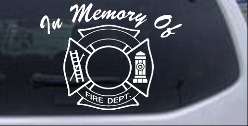In Memory Of Fire Fighters Badge People car-window-decals-stickers