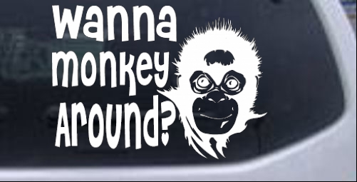 Wanna Monkey Around Funny car-window-decals-stickers