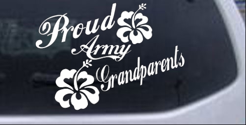 Proud Army Grandparents Hibiscus Military car-window-decals-stickers