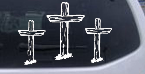3 Rugged Crosses Christian car-window-decals-stickers