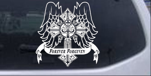 Forever Forgiven Cross Wings Christian car-window-decals-stickers