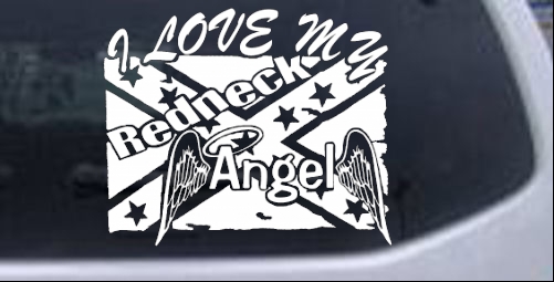 I Love My Redneck Angel With Rebel Flag Country car-window-decals-stickers