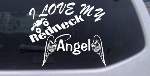 I Love My Redneck Angel With Truck Country car-window-decals-stickers
