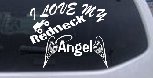 I Love My Redneck Angel With Jeep Country car-window-decals-stickers
