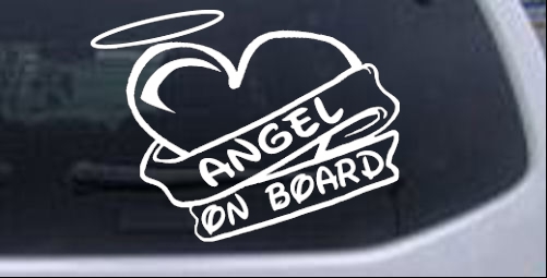 Angel On Board Heart And Halo Christian car-window-decals-stickers