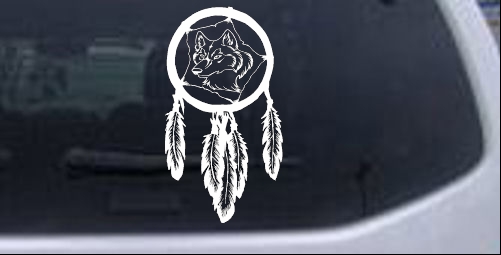 Dreamcatcher With Wolfs Head Western car-window-decals-stickers