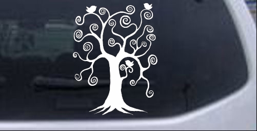 Swirl Tree With Birds Swirls car-window-decals-stickers