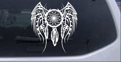 Dreamcatcher With Tribal Wings Western car-window-decals-stickers