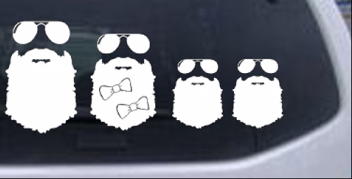 Beard Stick Figure Family Country car-window-decals-stickers