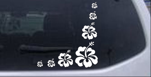 Hibiscus Flower Corner Flowers And Vines car-window-decals-stickers