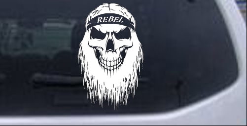 Rebel Skull Beard Skulls car-window-decals-stickers