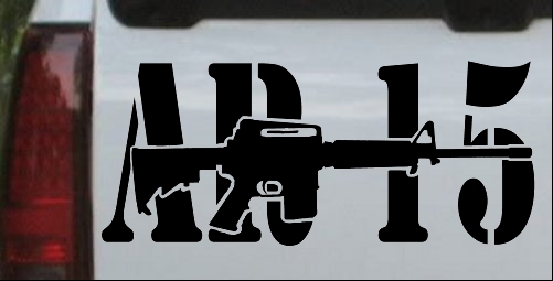 AR 15 Military Rifle With Text