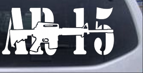 AR 15 Military Rifle With Text Guns car-window-decals-stickers