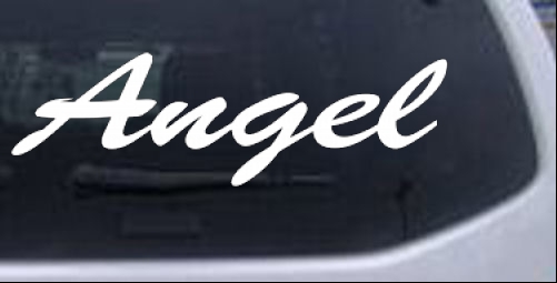Angel Text BrushScript Names car-window-decals-stickers