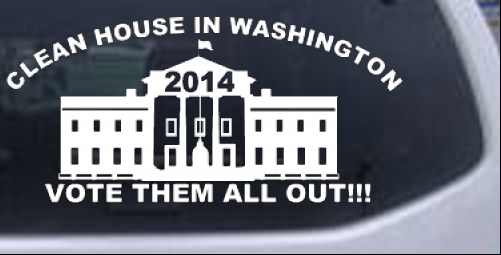 Clean House In Washington 2014 Political car-window-decals-stickers