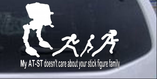 AT ST Doesnt Care Stick Family Sci Fi car-window-decals-stickers