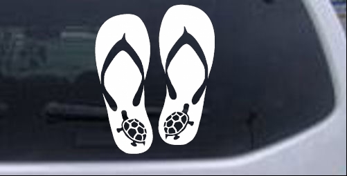 Flip Flops With Turtles Girlie car-window-decals-stickers