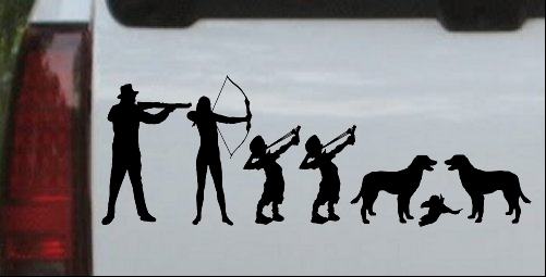 Hunting Stick Family Two Boys Two Dogs