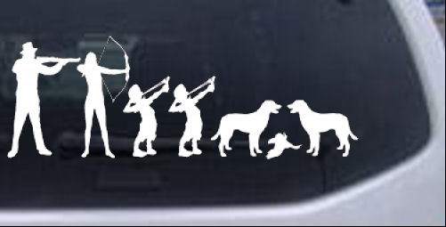 Hunting Stick Family Two Boys Two Dogs Hunting And Fishing car-window-decals-stickers