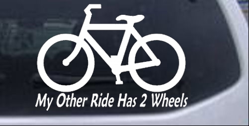 My Other Ride Has Two Wheels Bicycle Funny car-window-decals-stickers