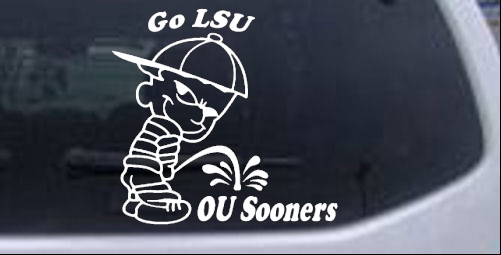 Go LSU Pee On OU Sooners Pee Ons car-window-decals-stickers
