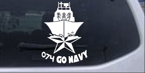 074 Go Navy Ship With Star Military car-window-decals-stickers
