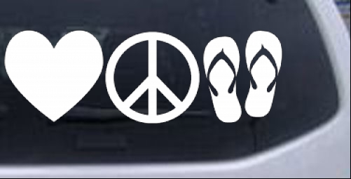 Love Peace and Flip Flops Girlie car-window-decals-stickers