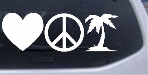 Love Peace and Palm Tree Girlie car-window-decals-stickers