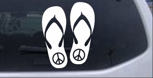 Peace Sign on Flip Flops Girlie car-window-decals-stickers