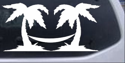 Palm Trees with Hammock Beach Girlie car-window-decals-stickers