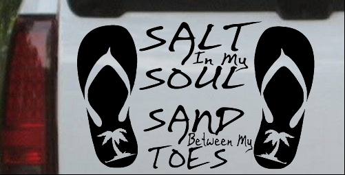 Salt In My Soul Sand Between My Toes Flip Flops Palm Tree 