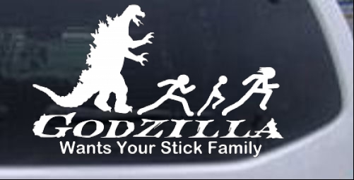 Godzilla Wants Your Stick Family Funny car-window-decals-stickers
