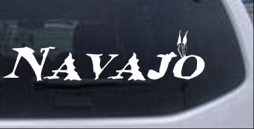 Navajo text with 2 Feathers Western car-window-decals-stickers