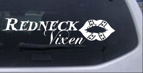 Redneck Vixen Girl with Rebel Lips Country car-window-decals-stickers
