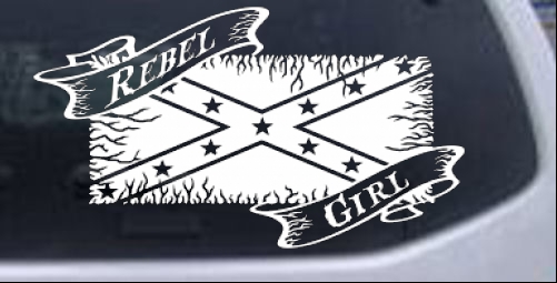 Rebel Girl with Rebel Flag Country car-window-decals-stickers