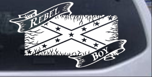 Rebel Boy with Rebel Flag Country car-window-decals-stickers