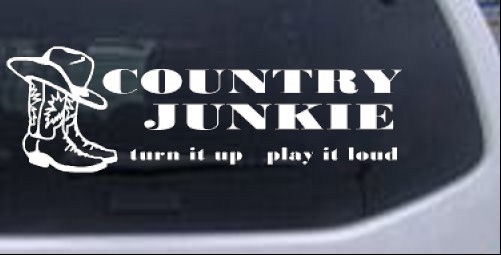 Country Junkie Turn It Up Country car-window-decals-stickers