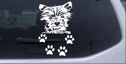 Small Dog With Paw Prints Animals car-window-decals-stickers