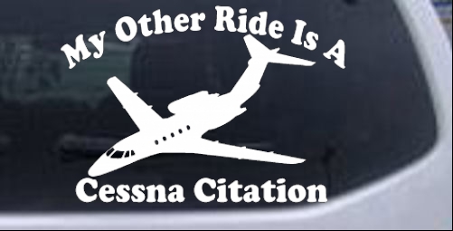 My Other Ride Is A Cessna Citation Military car-window-decals-stickers